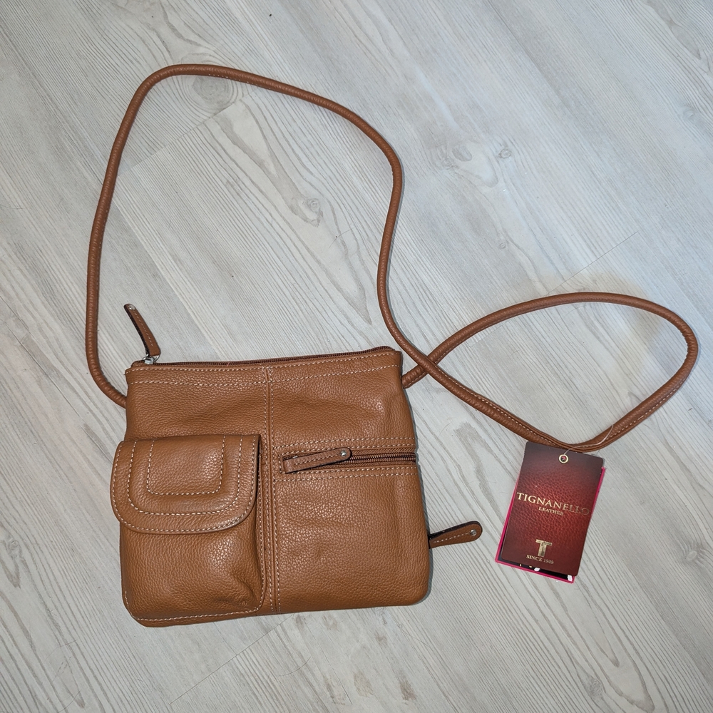 Tignanello Brown Leather Crossbody Bag